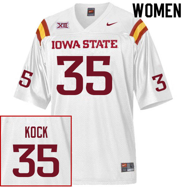 Women #35 Caden Kock Iowa State Cyclones College Football Jerseys Sale-White - Click Image to Close